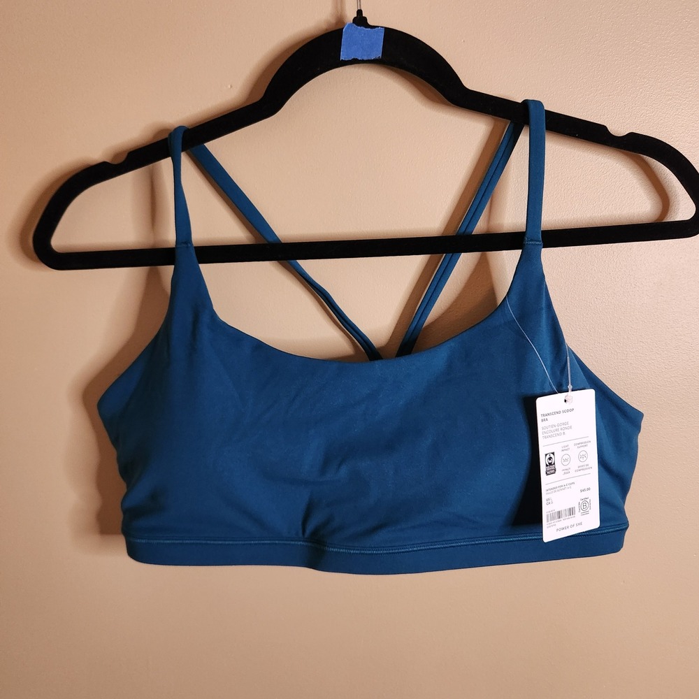 Athleta Transcend Scoop Bra Teal Blue Large 413241 NWT